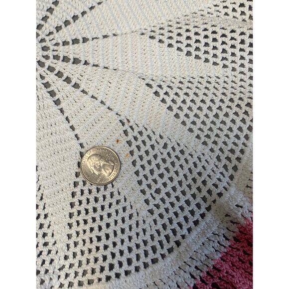 Handmade Crochet Doily with Pink & White Edging - 18 inches Diameter - Picture 5 of 6
